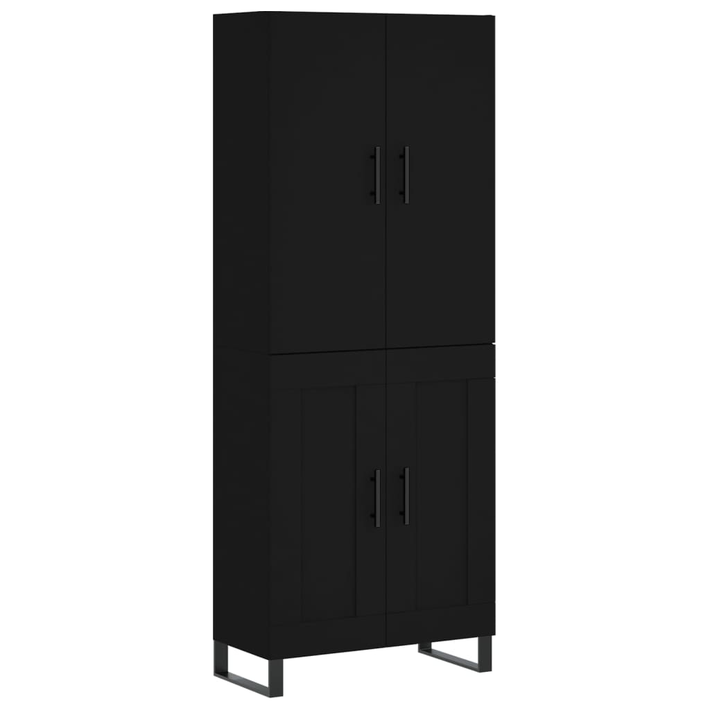 Aparador Alto Madera Contrachapada Negro 69,5x34x180 Cm_1