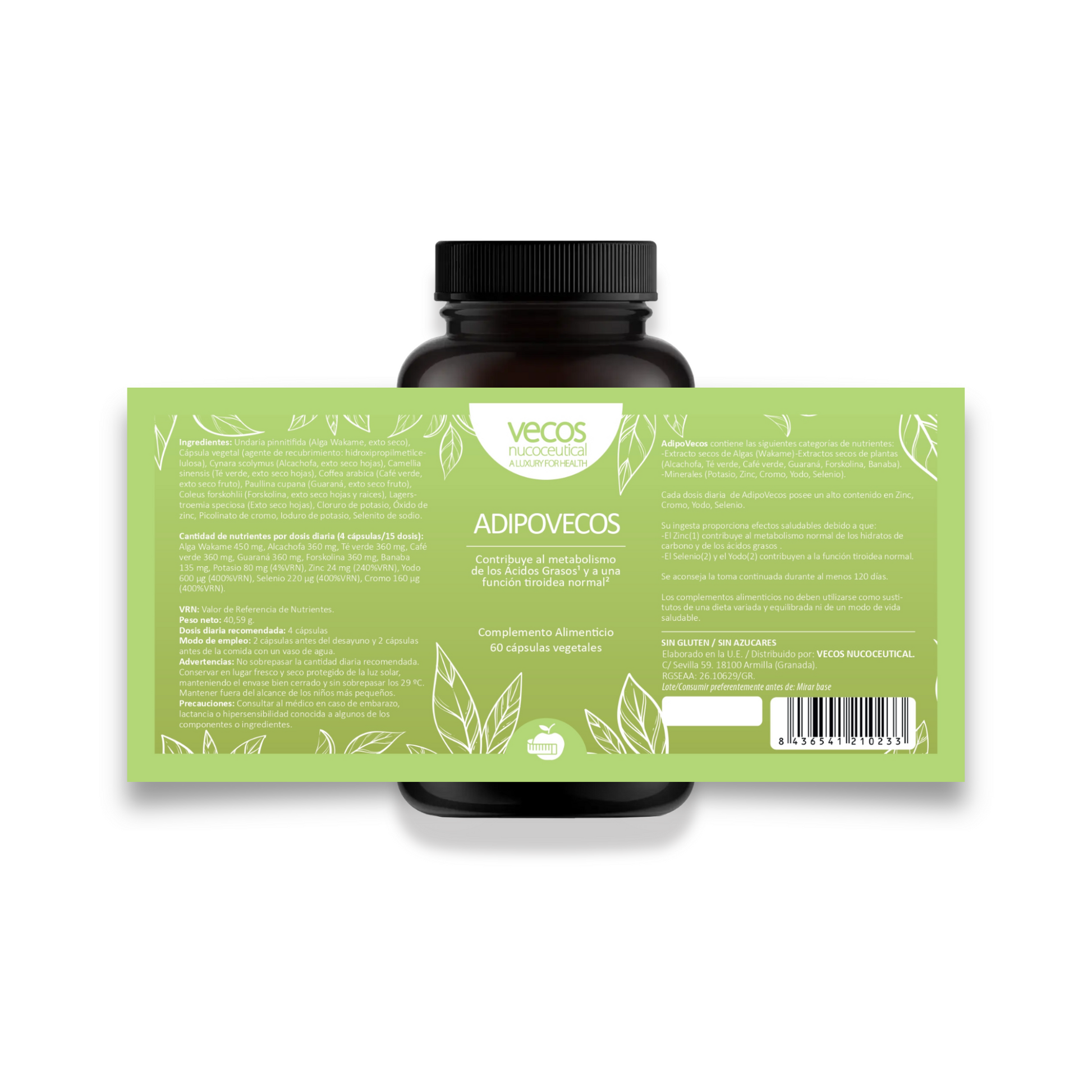 Adipovecos Vecos 60 Cápsulas | Quema De Grasa Y Control De Peso | Té Verde, Guaraná Y Forskolina_4