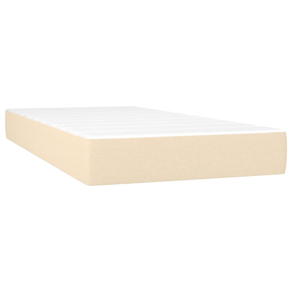 Cama Box Spring Colchón Y Luces Led Tela Color Crema 90x190 Cm / Vetonek_2