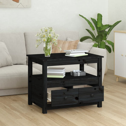 Mesa De Centro De Madera Maciza De Pino Negro 71x49x55 Cm_2