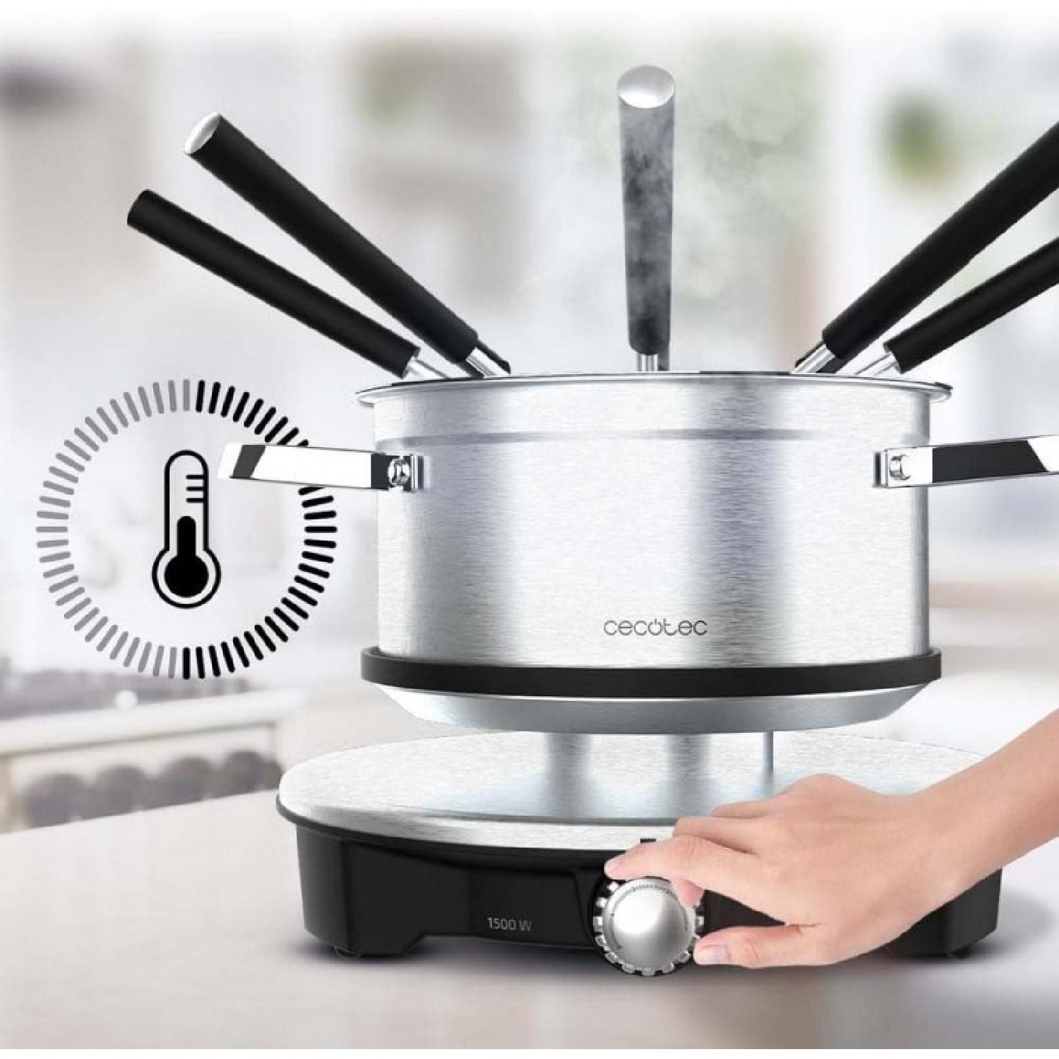 Fondue Eléctrica Para 8 Personas Fun Gourmetfondue Advance. 1500w, Capacidad 1,7l, Queso, Chocolate Y Aceite, Diseño En Acero Inox, Potencia Regulab_3