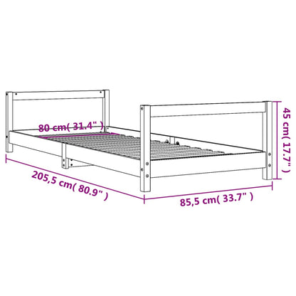 Estructura De Cama Para Niños Madera De Pino Blanco 80x200 Cm / Vetonek_5