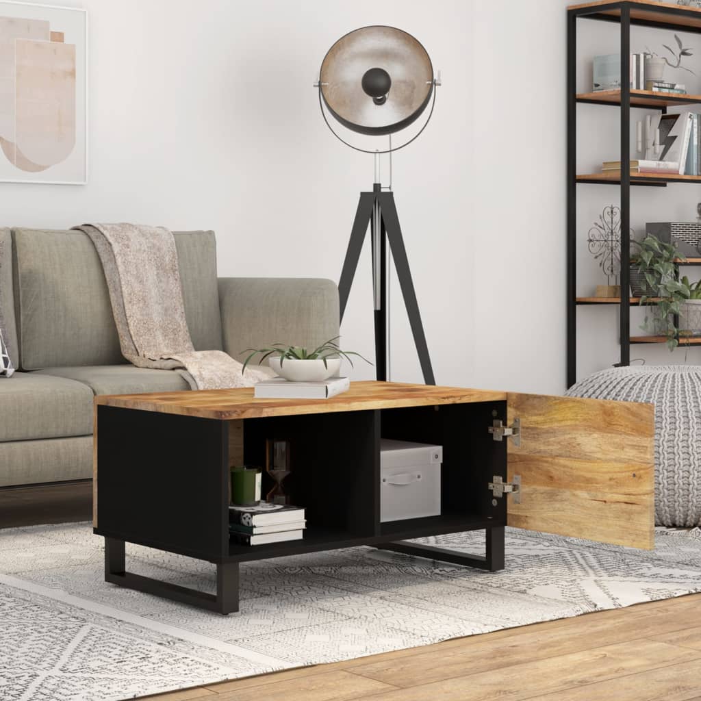 Mesa De Centro Madera Maciza Mango Y Contrachapada 80x50x40 Cm_1