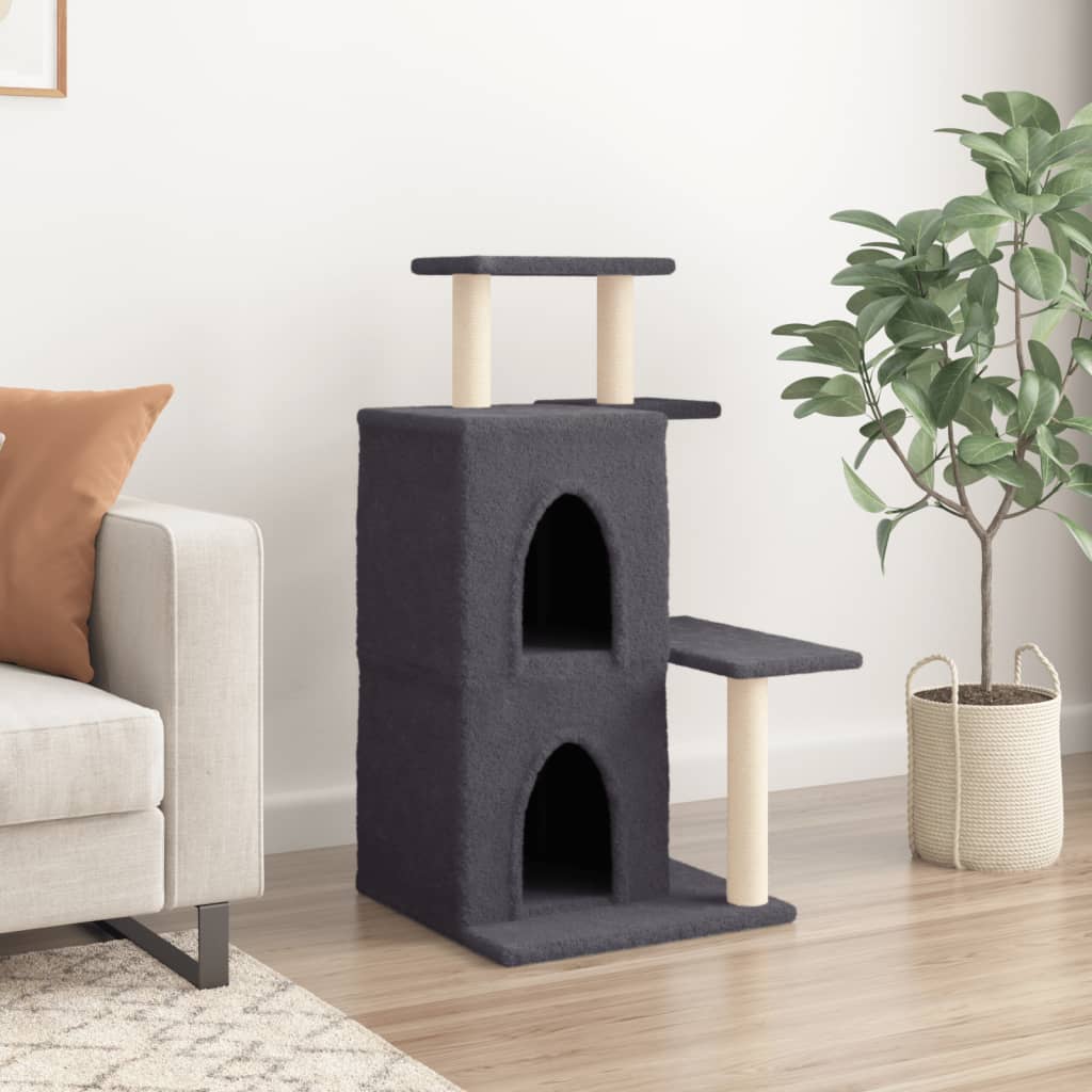 Rascador Para Gatos Con Postes De Sisal Gris Oscuro 97 Cm_2