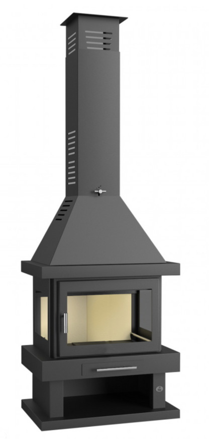 BRICOSOL Chimenea de leña frontal a 3 caras FM Modelo C-203 Interior Vermiculita_0