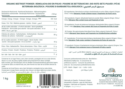 Remolacha En Polvo Bio - 1kg | Superalimento Ecológico Vegano En Polvo Para Batidos Y Repostería, Sin Gluten_1