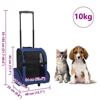 Vidaxl Carro Plegable Para Mascotas Multiusos Azul_2