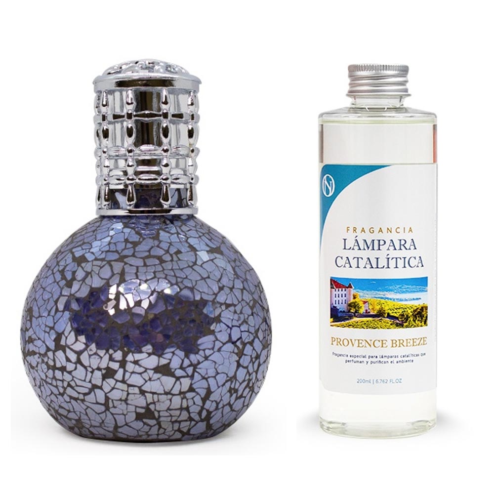 Lámpara Catalítica Mosaico Azul Océano + Aroma Provence Breeze 200ml - Elimina Malos Olores, Impurezas Y Perfuma_0