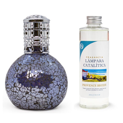 Lámpara Catalítica Mosaico Azul Océano + Aroma Provence Breeze 200ml - Elimina Malos Olores, Impurezas Y Perfuma_0