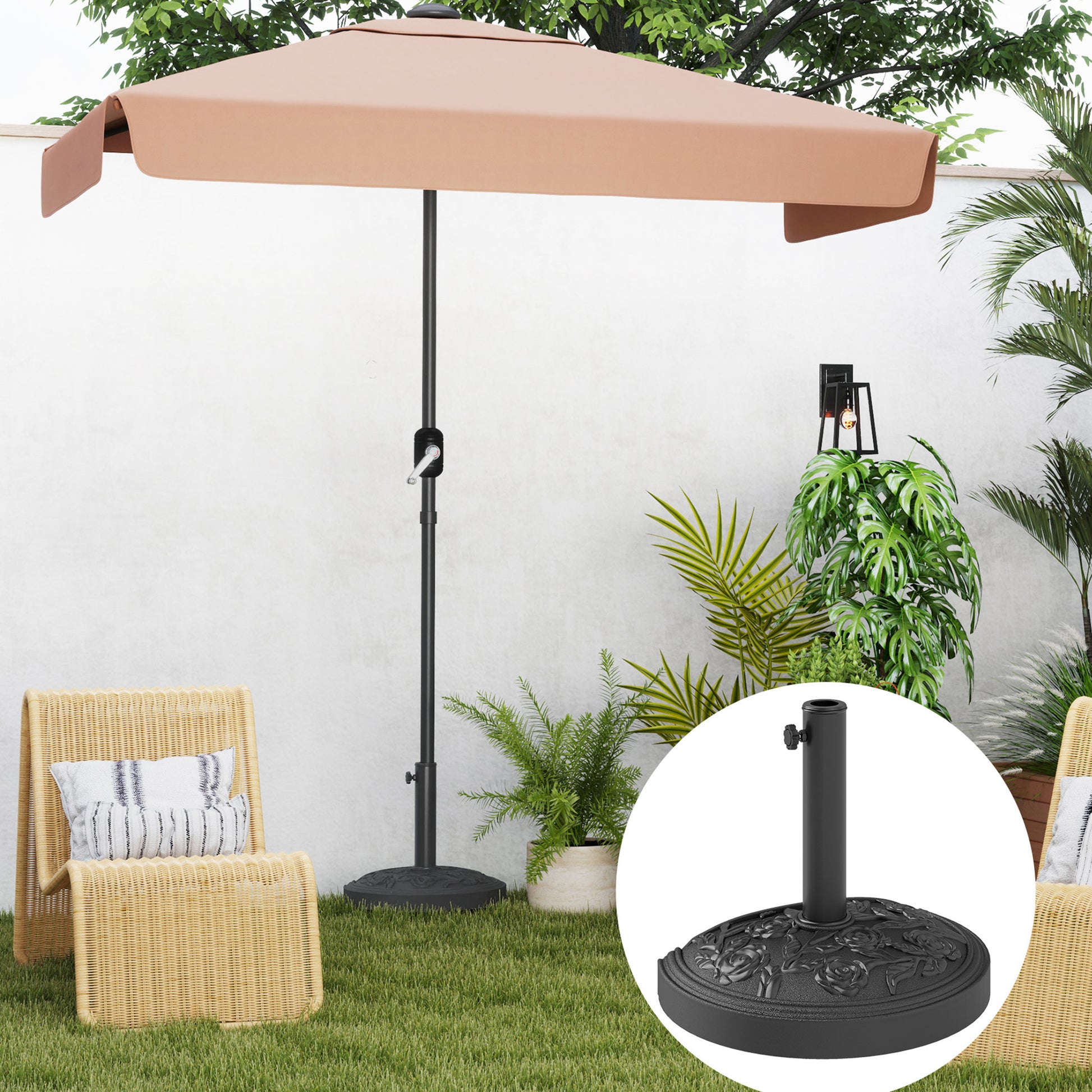 Outsunny Base Para Sombrilla Semicircular Relleno De Cemento Peso 12 Kg Negro_4