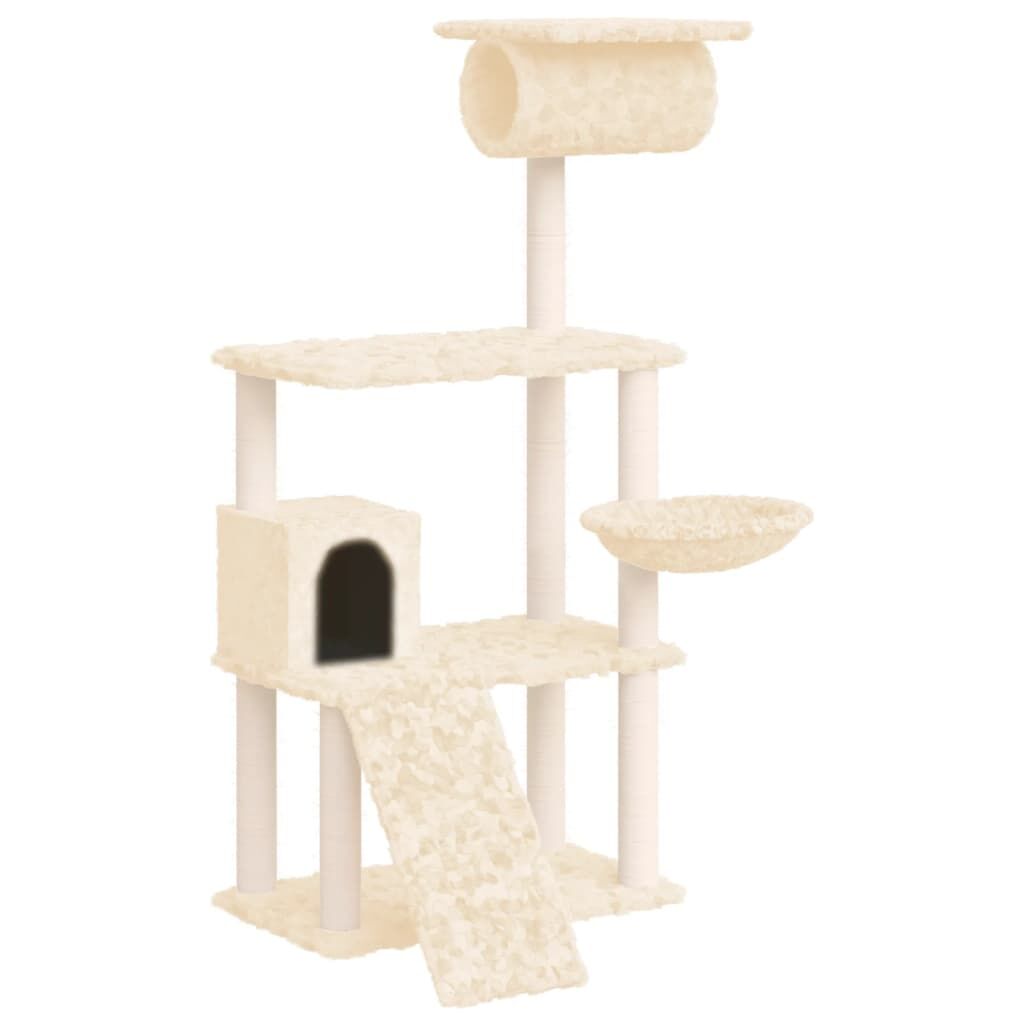 Vidaxl Rascador Para Gatos Con Postes De Sisal Crema 131 Cm_0