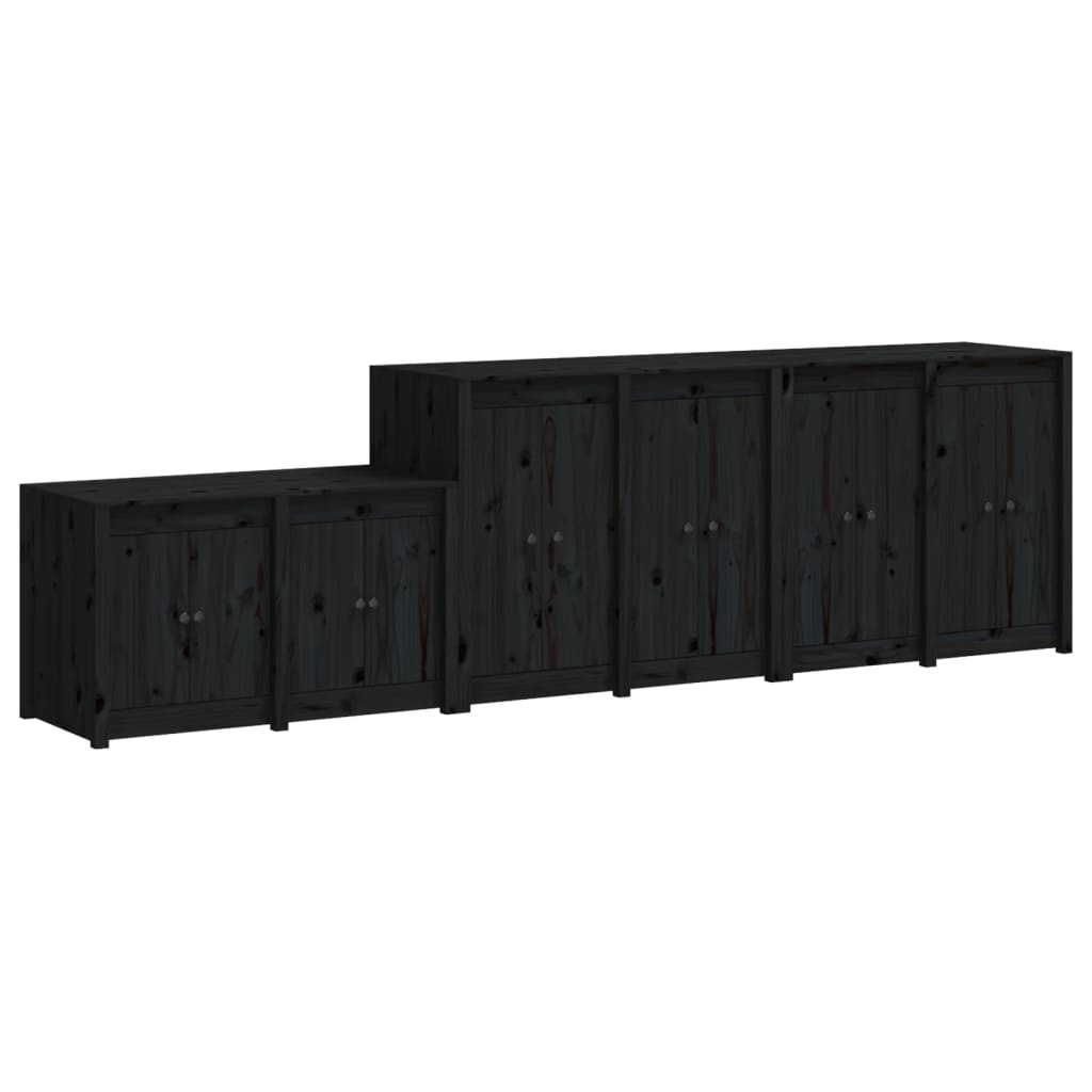 Muebles De Cocina De Exterior 3 Pzas Madera Maciza Pino Negro_1