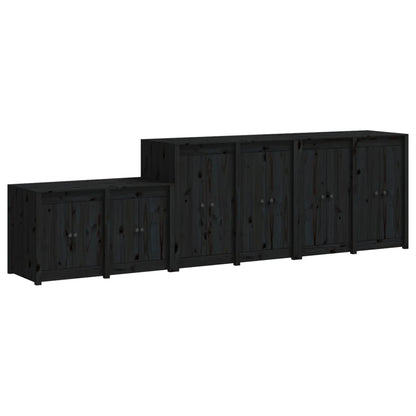 Muebles De Cocina De Exterior 3 Pzas Madera Maciza Pino Negro_1