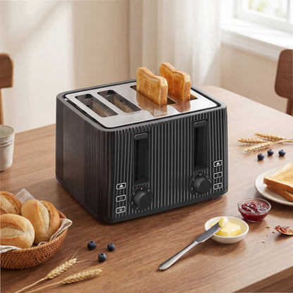 Homcom Tostadora 4 Ranuras Anchas 7 Niveles De Tostado 1710w Negro_4
