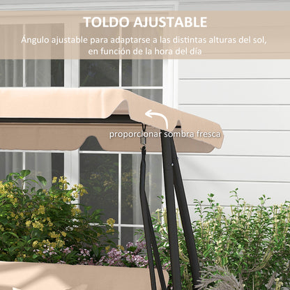 Outsunny Columpio De Jardín Exterior 2 En 1 Con Toldo Ajustable Y Cojines Arena_4