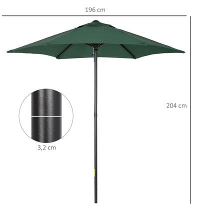 Outsunny Sombrilla Jardín Ø2x2 M Parasol De Aluminio Con Poste Desmontable Verde_2