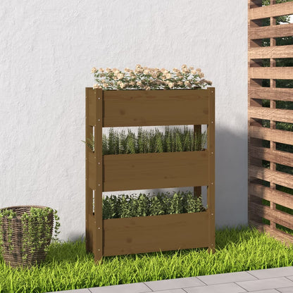 Jardinera De Madera Maciza De Pino Marrón Miel 77x25x104,5 Cm_1