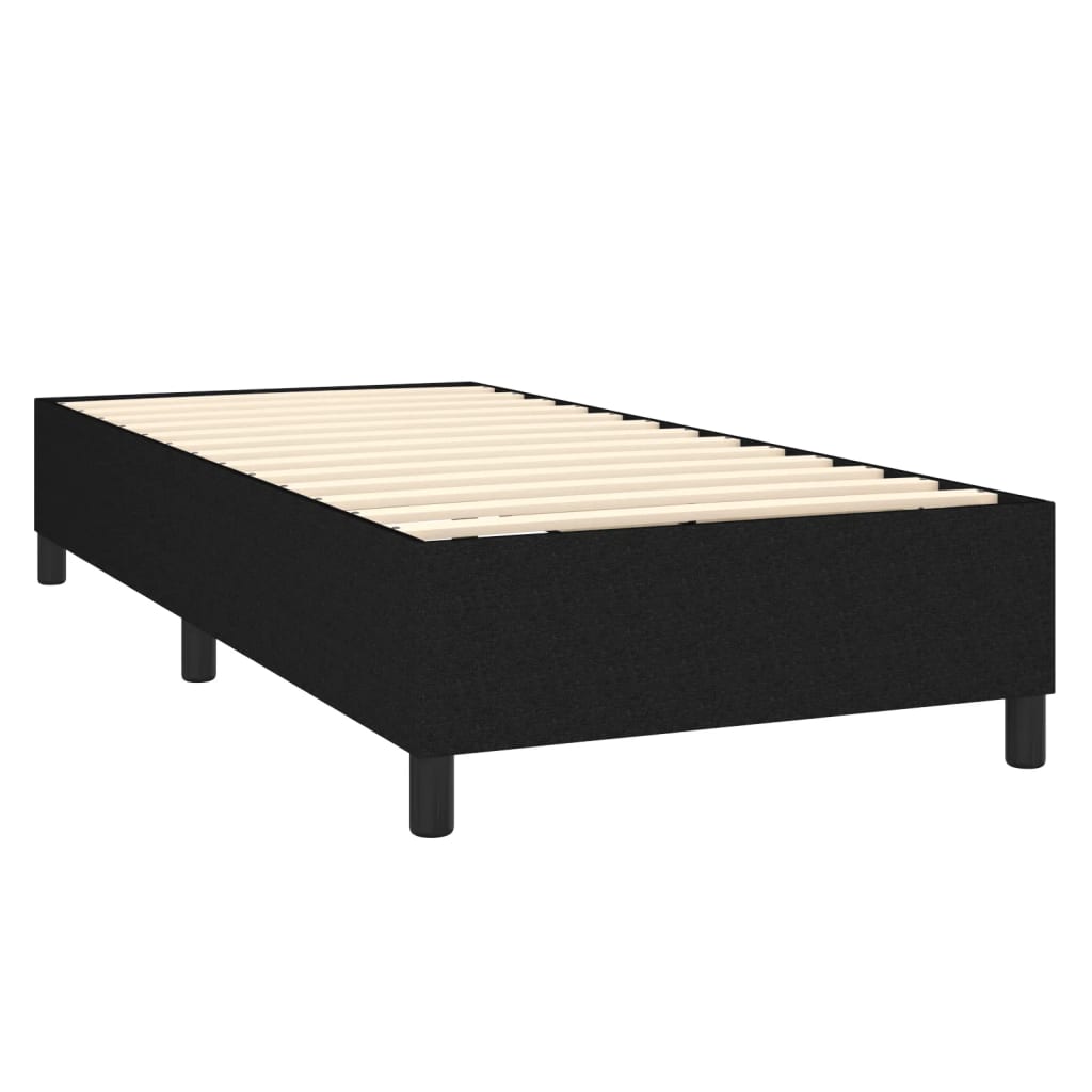 Cama Box Spring Colchón Y Luces Led Tela Negro 80x200 Cm / Vetonek_4