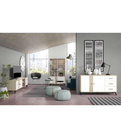 Estantería 2 Puertas 6 Huecos Samira Acabado Sahara/blanco Mate, 92.1cm(ancho) 160.2cm(al_5