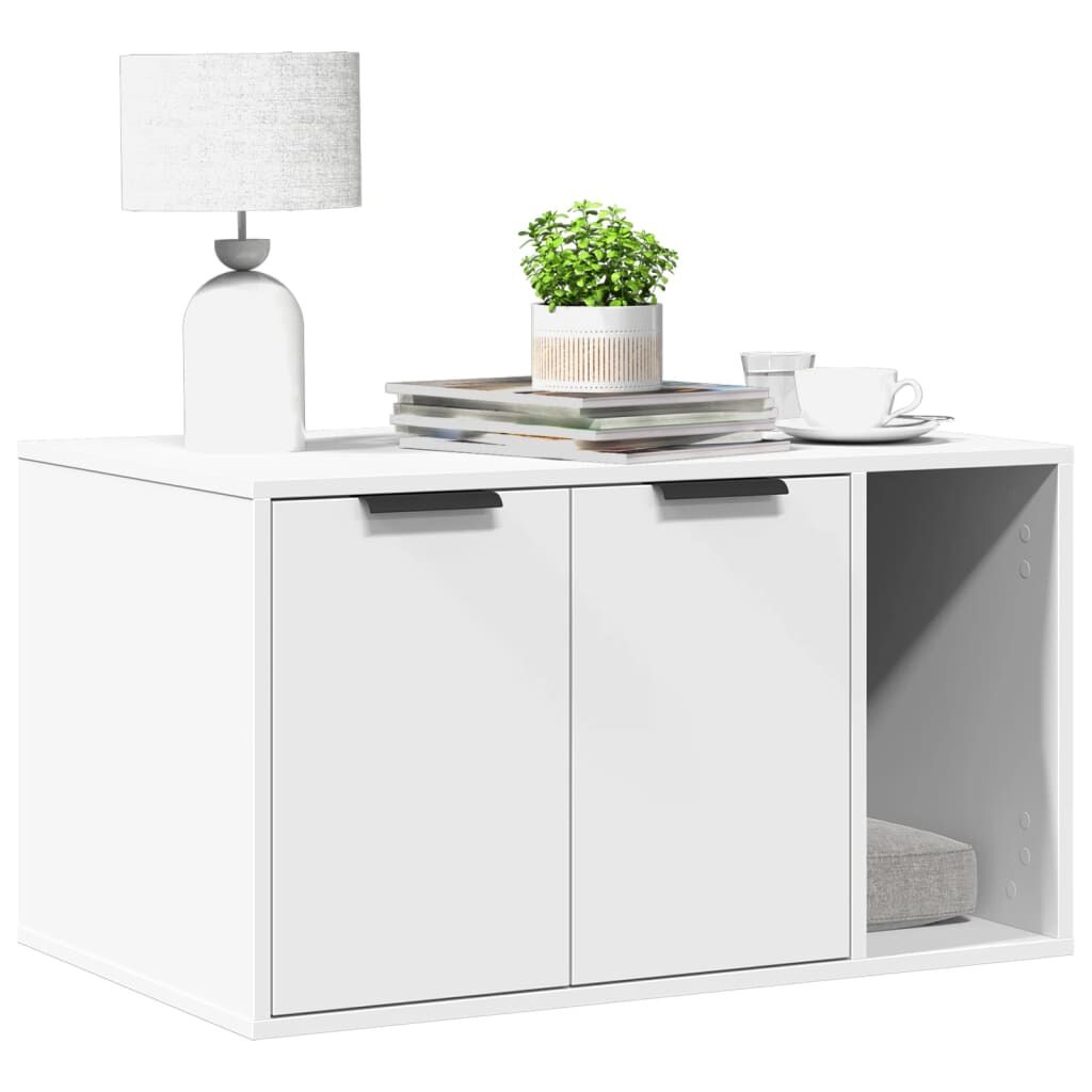 Vidaxl Mueble Arenero Para Gatos Madera Ingeniería Blanco 80x50x45 Cm_1
