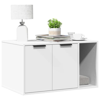 Vidaxl Mueble Arenero Para Gatos Madera Ingeniería Blanco 80x50x45 Cm_1