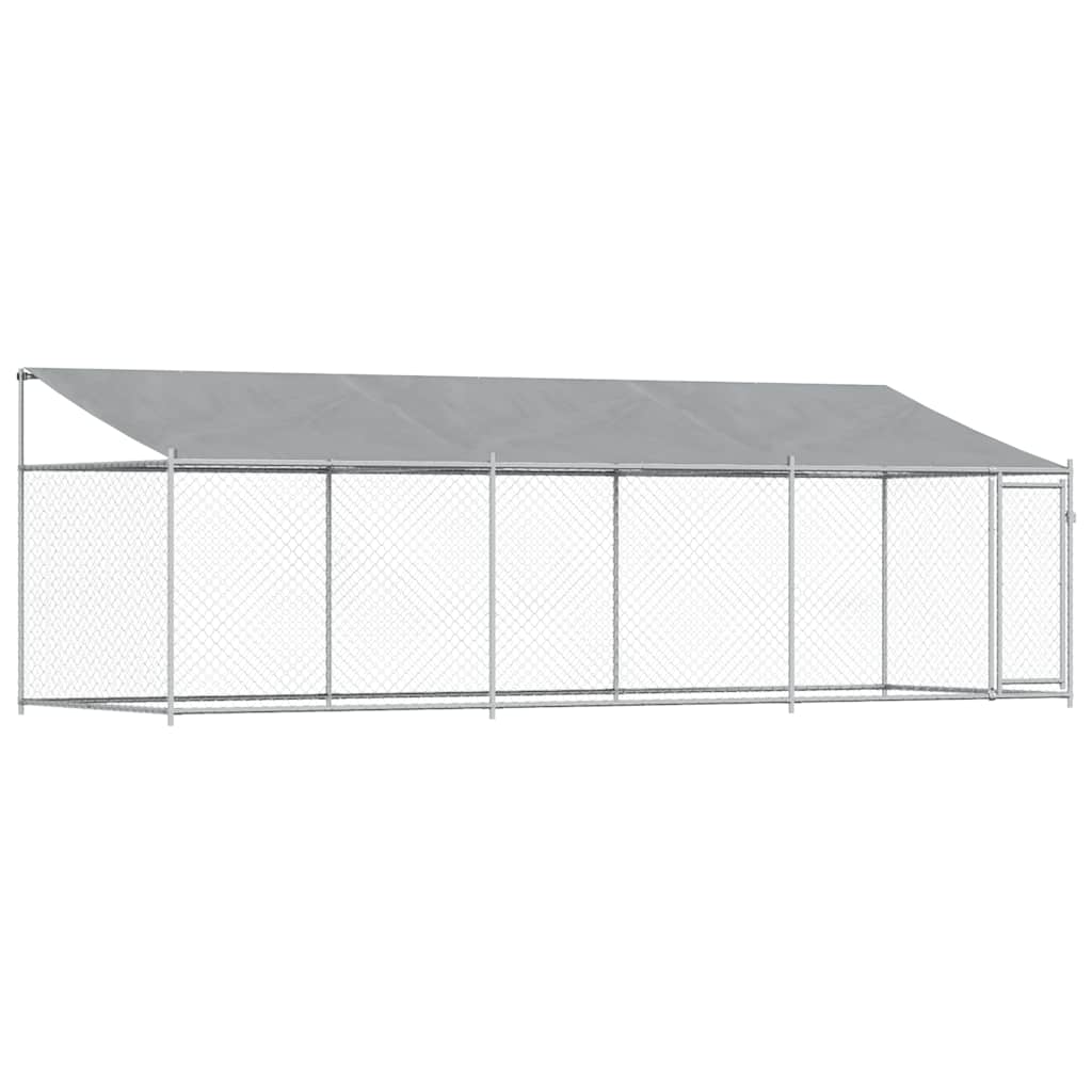 Jaula De Perros Techo Y Puerta Acero Galvanizado Gris 6x2x2 M_0