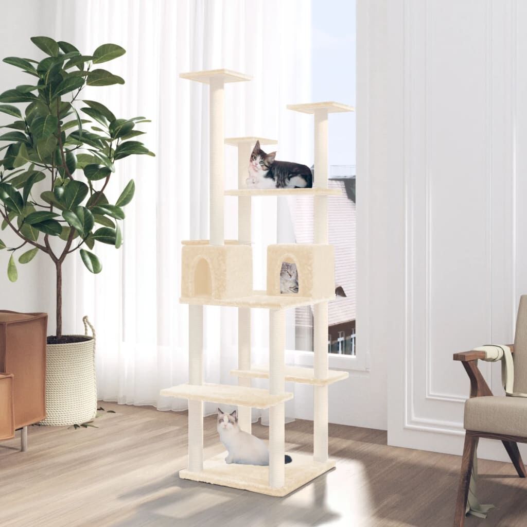 Vidaxl Rascador Para Gatos Con Postes De Sisal Color Crema 167 Cm_1