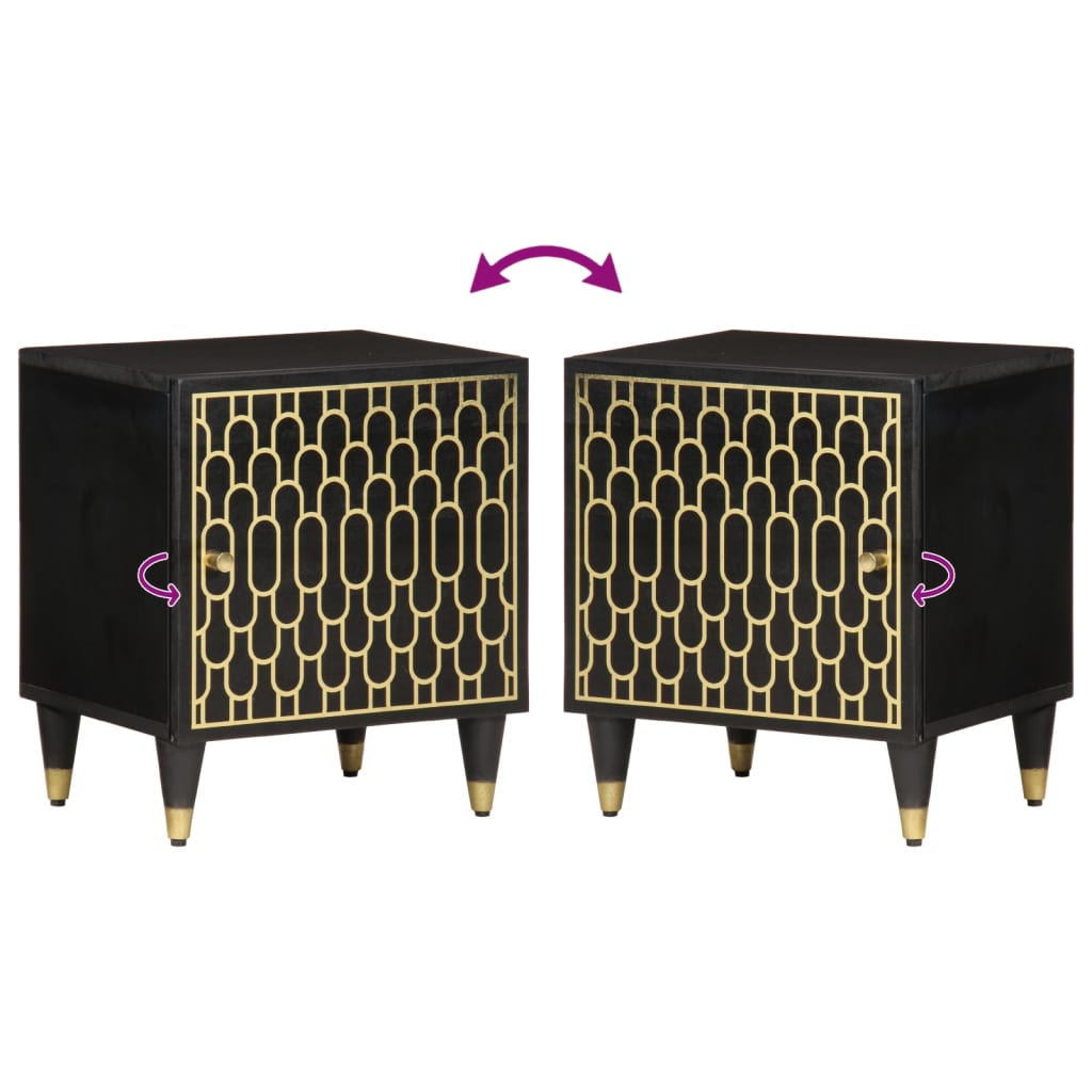 Mesita De Noche De Madera Maciza De Mango 40x33x46 Cm_4