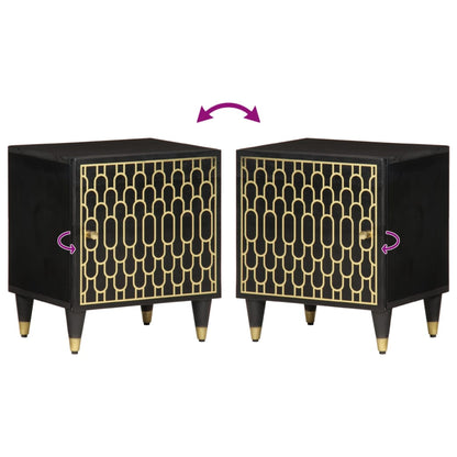 Mesita De Noche De Madera Maciza De Mango 40x33x46 Cm_4