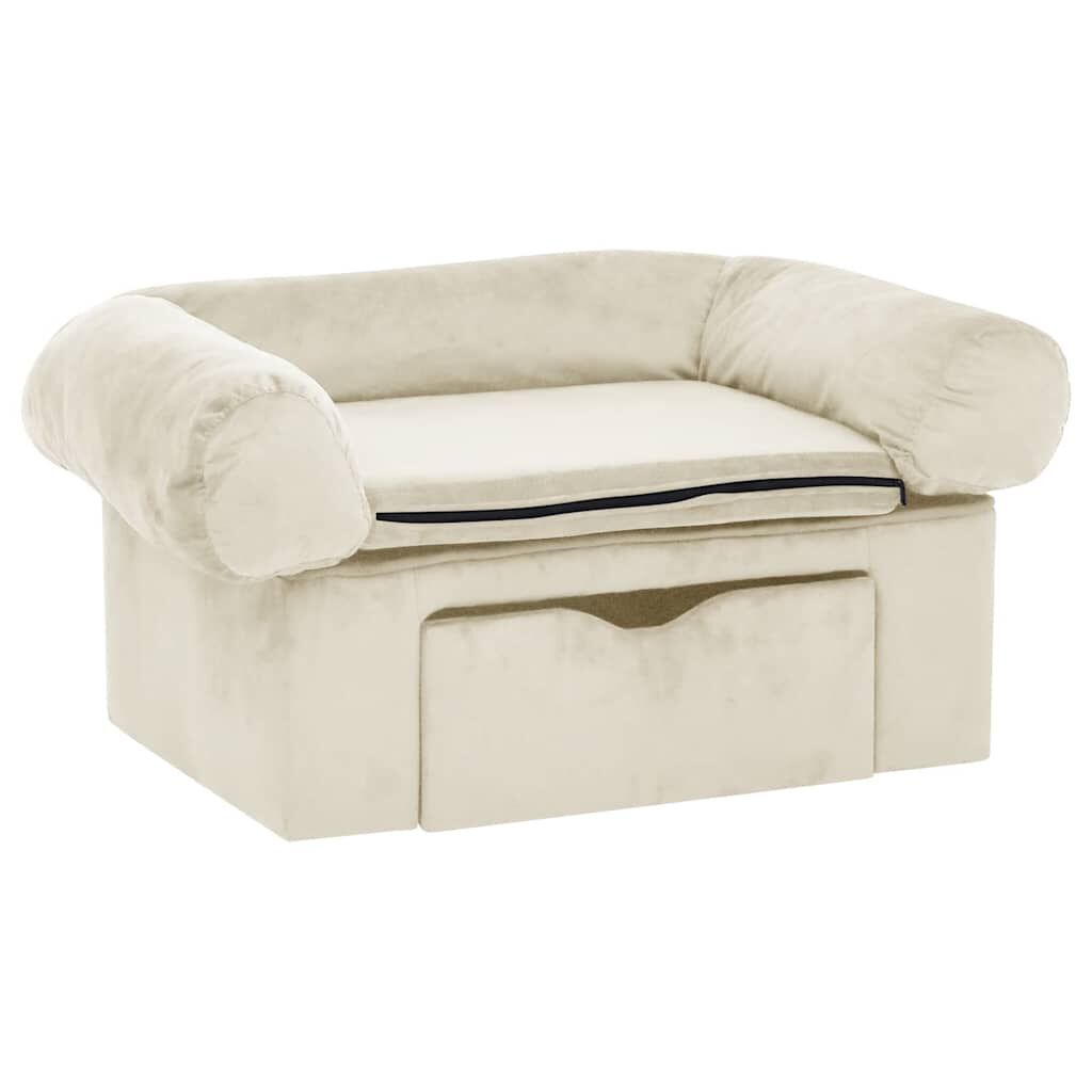 Vidaxl Sofá Para Perros Con Cajón Felpa Crema 75x50x38 Cm_0