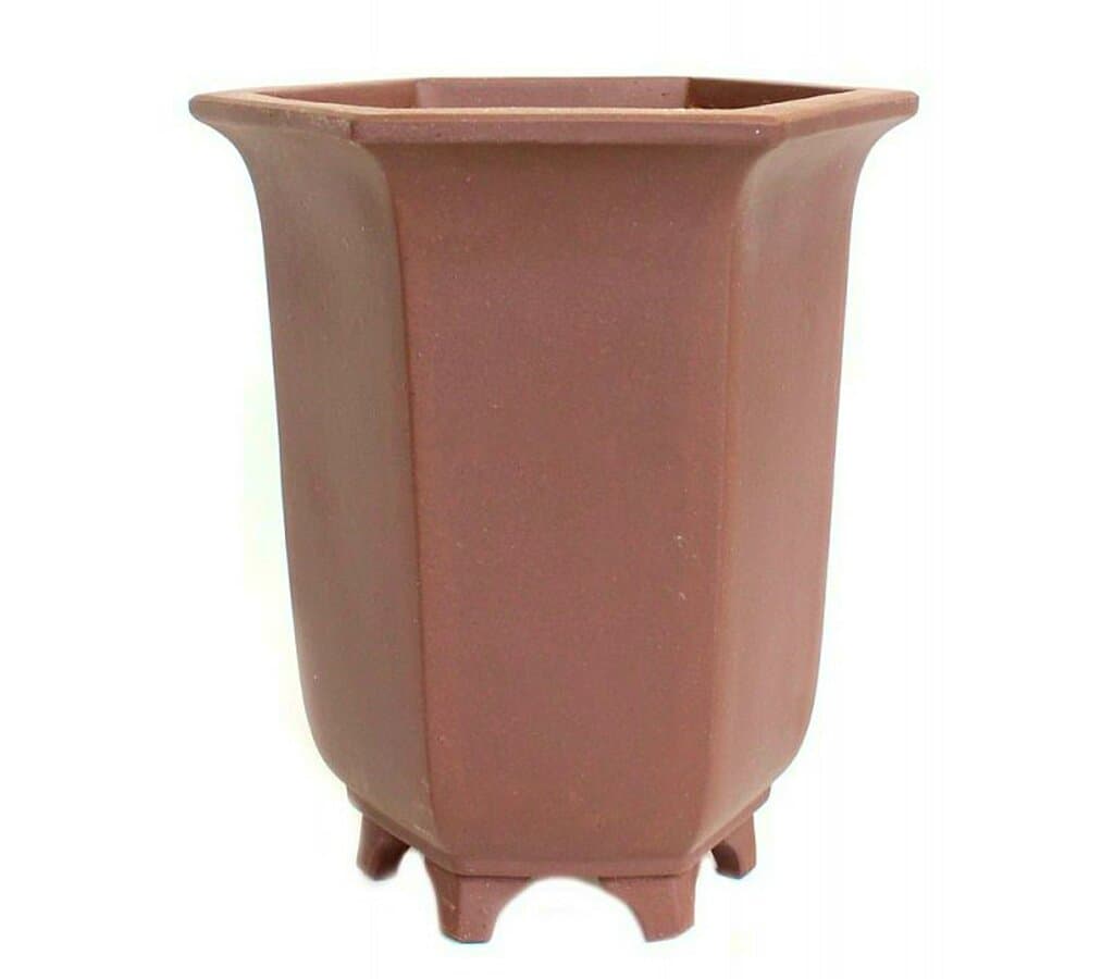 Tiesto Hexagonal Cascada Para Bonsái 19x16.5x21cm Sin Esmaltar.