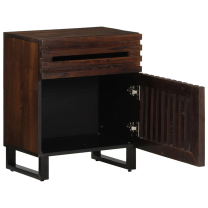 Mesita De Noche Madera Maciza Mango Marrón 50x34x60 Cm_3
