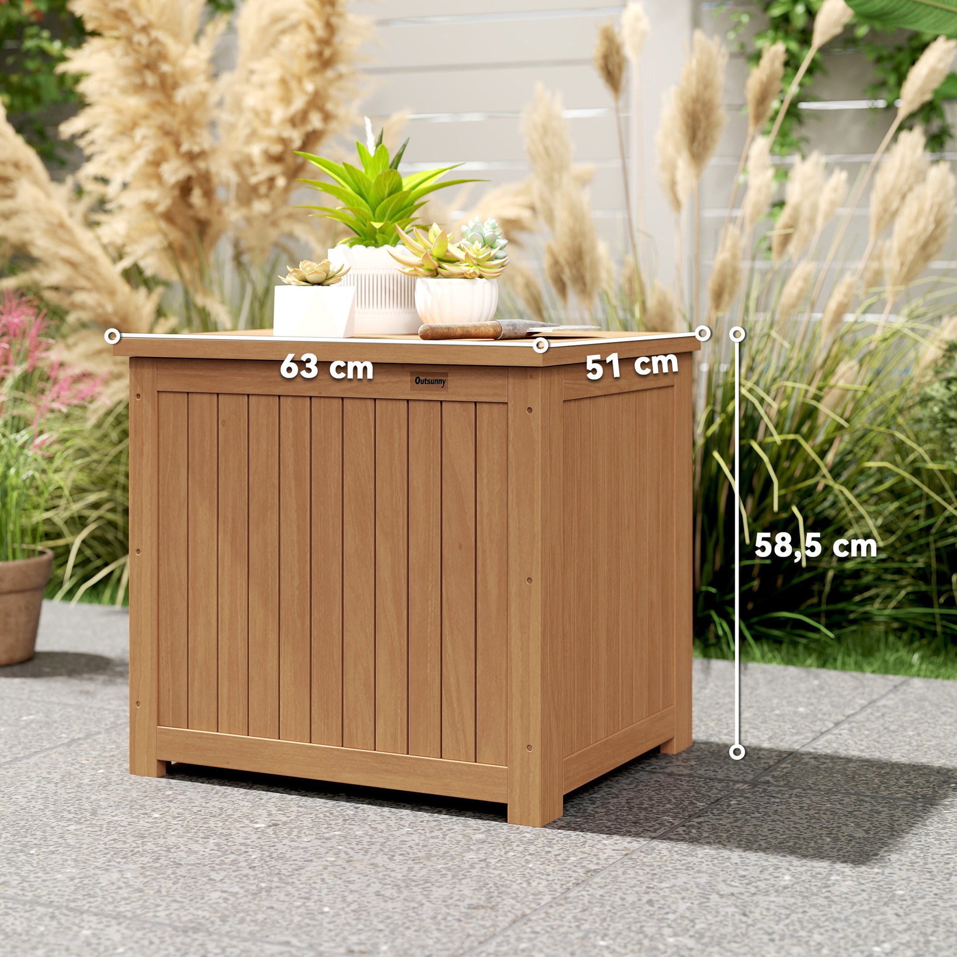 Outsunny Arcón Exterior De Madera 130l Con Forro Y Tapa Con Bisagras Marrón_2