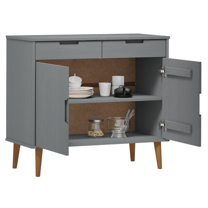 Aparador Molde Madera Maciza De Pino Gris 90x40x80 Cm / Vetonek_4