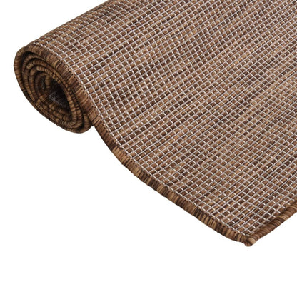 Alfombra De Exterior De Tejido Plano Marrón 160x230 Cm_2
