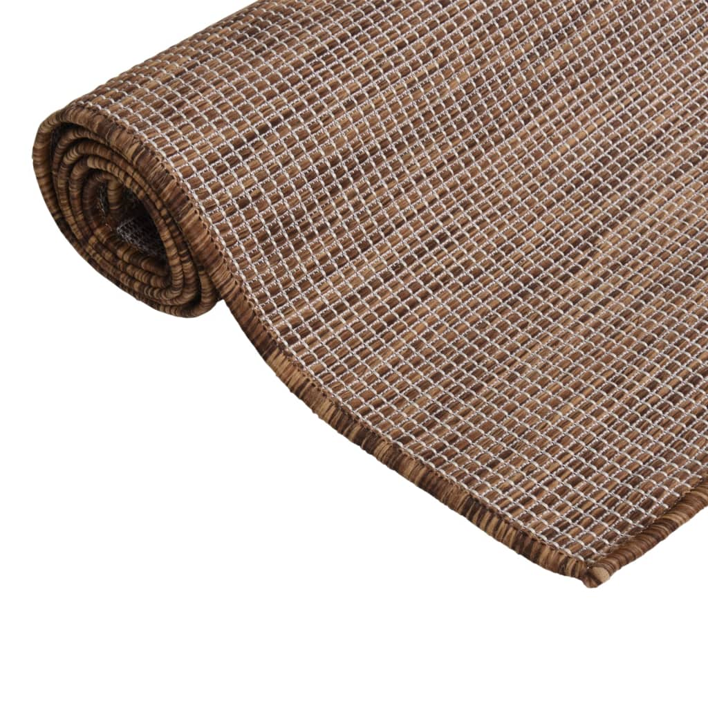 Alfombra De Exterior De Tejido Plano Marrón 200x280 Cm_2