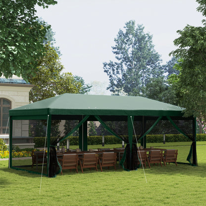 Outsunny Carpa De Jardín 6x3 M Con 6 Mosquiteras Laterales 2 Puertas Verde_1