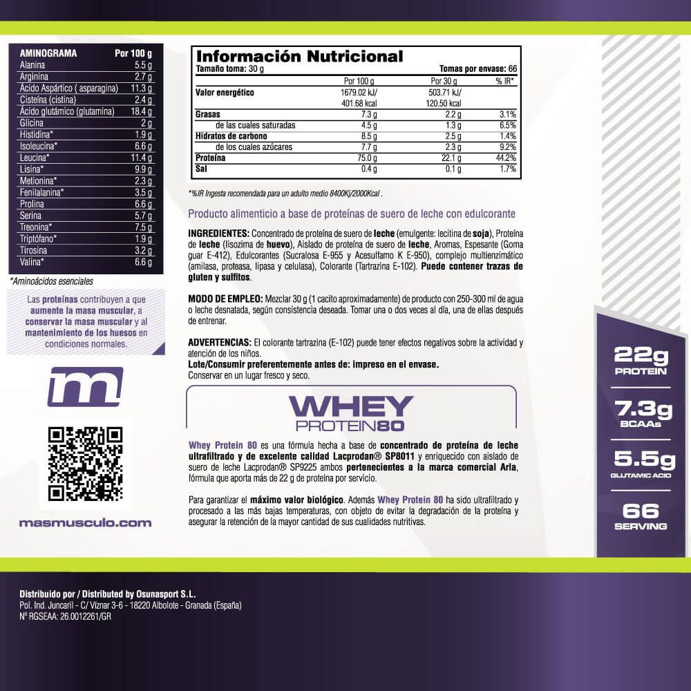Whey Protein80 - 2 Kg - Pastel De Limón - Aumenta La Masa Muscular - Masmusculo_4