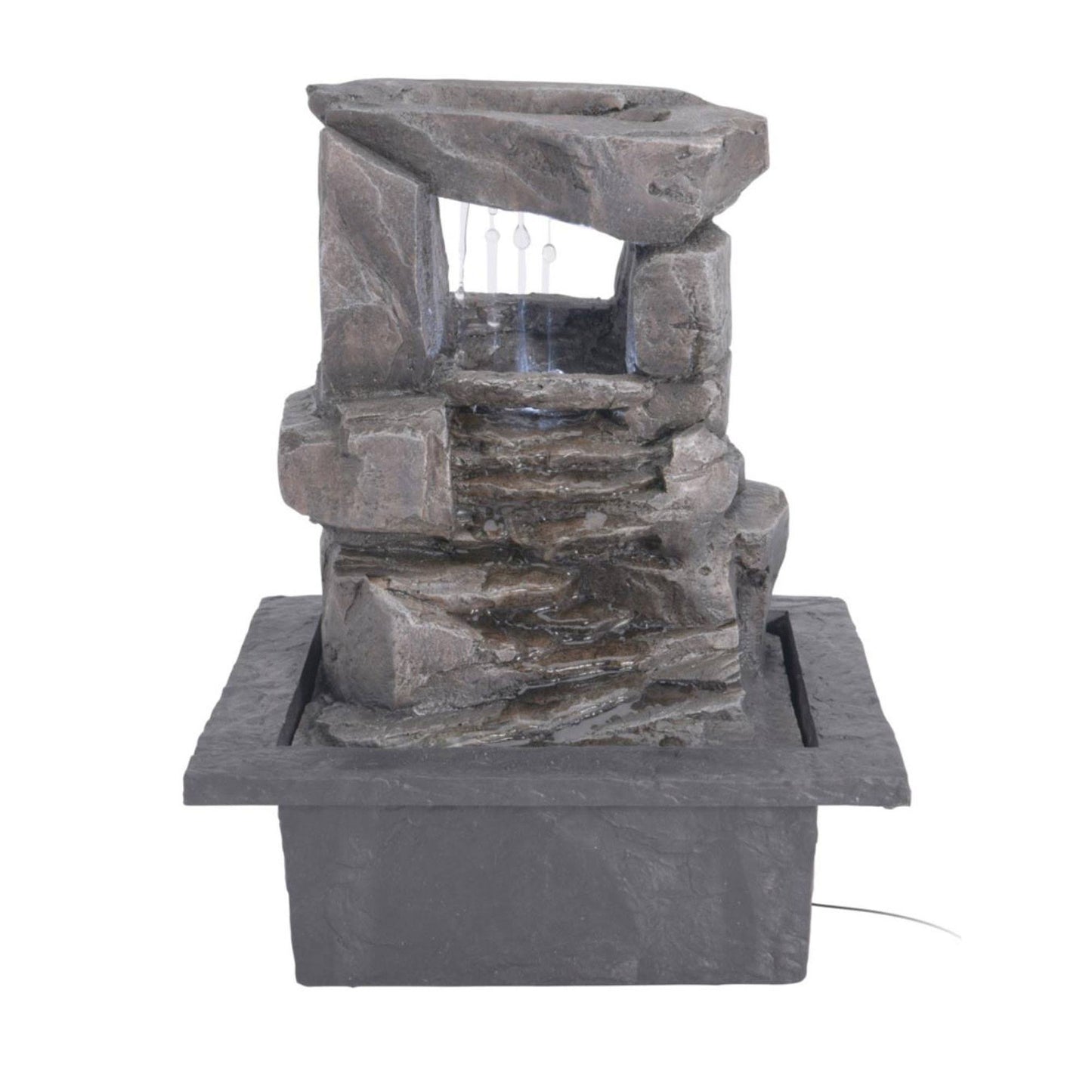 Well Home Fuente De Agua Con Diseño De 2 Piedras Y Luces Led 22x19x28cm_0