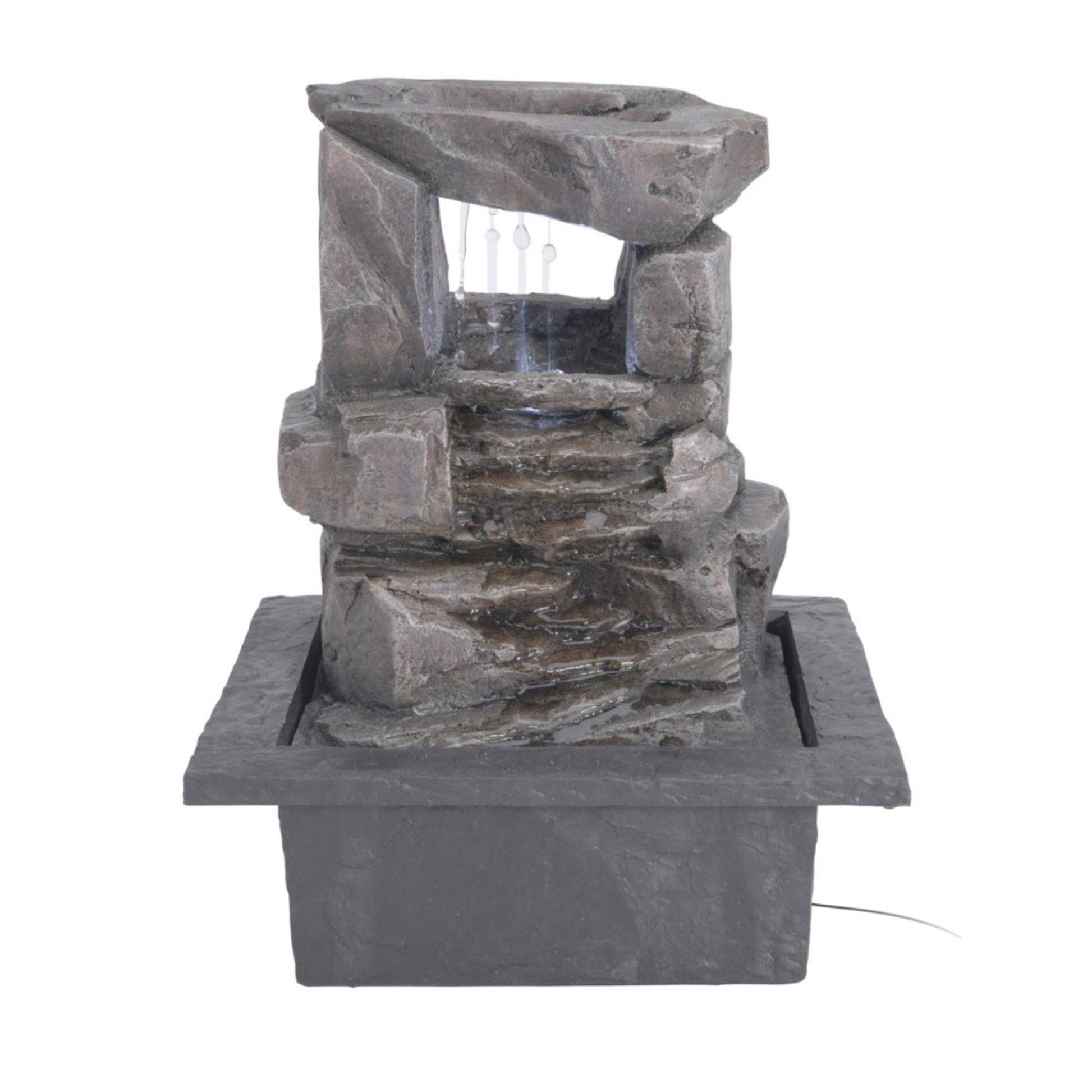 Well Home Fuente De Agua Con Diseño De 2 Piedras Y Luces Led 22x19x28cm_0