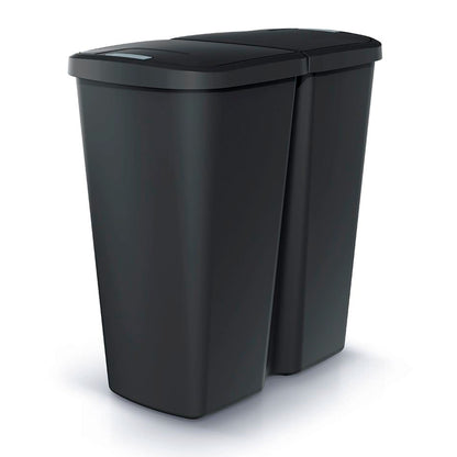 Papelera Con 2 Tapas Independientes Color Negro Keden De 45l._3
