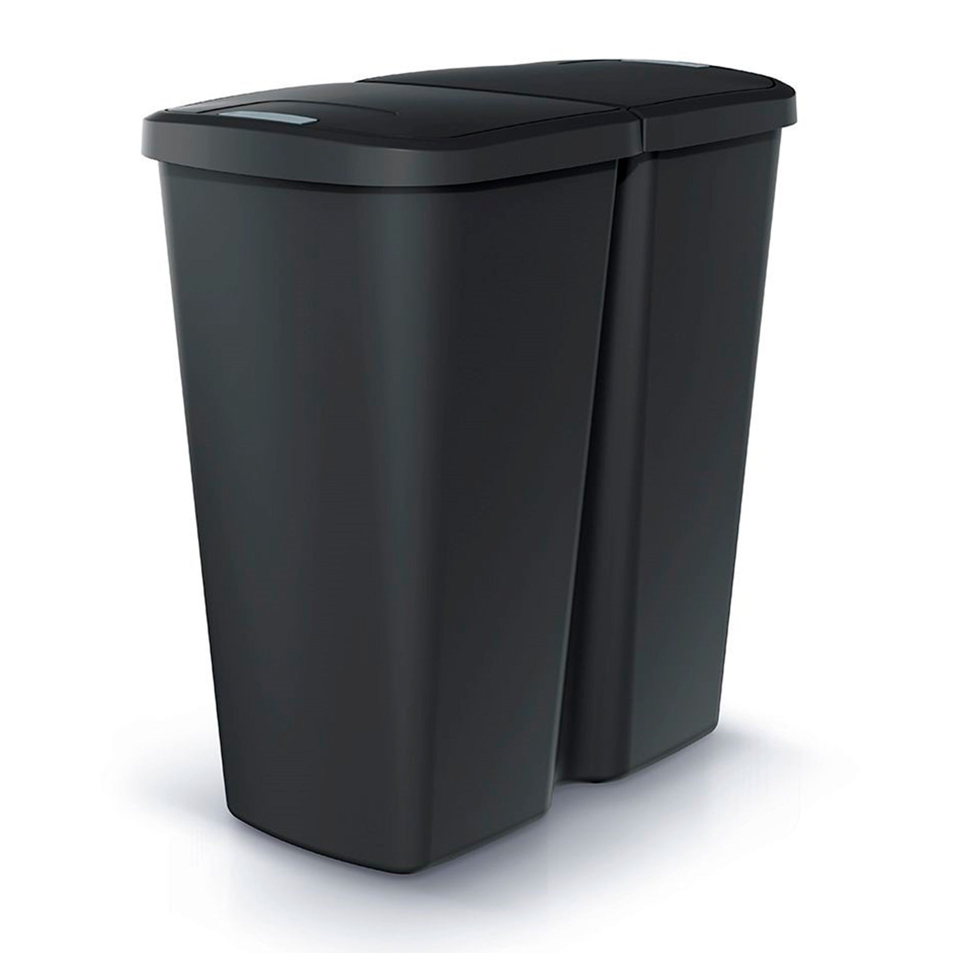 Papelera Con 2 Tapas Independientes Color Negro Keden De 45l.