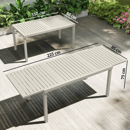 Outsunny Mesa De Jardín Extensible De Aluminio 150/225x85x75 Cm Blanco_2
