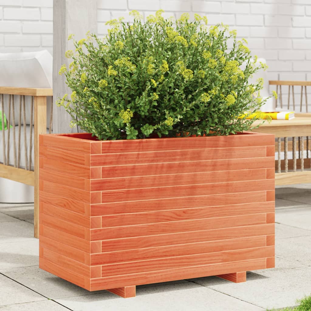 Jardinera Madera Maciza De Pino Marrón Cera 70x40x49,5 Cm_1