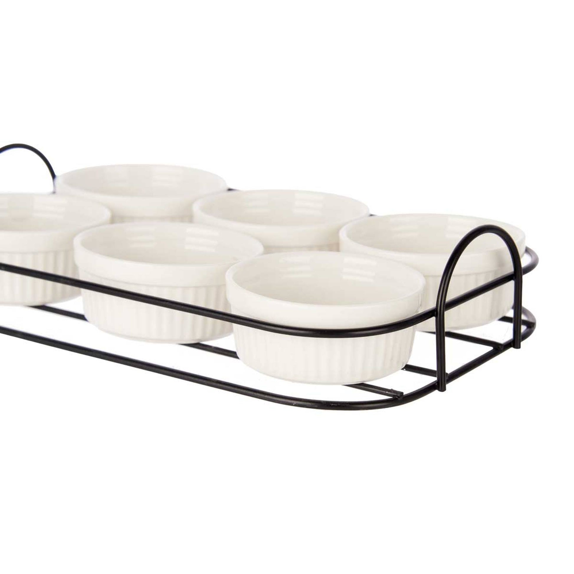 Set 6 Pzs Aperitivo Con Soporte Porcelan Colección Vessia