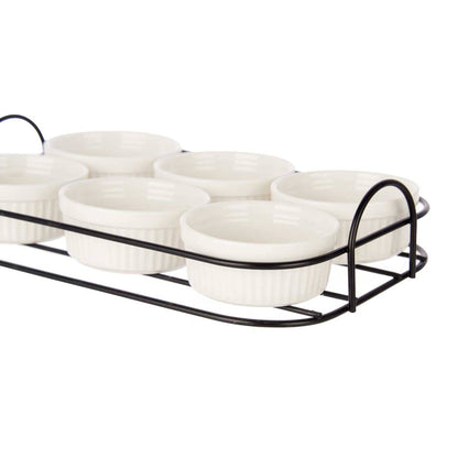 Set 6 Pzs Aperitivo Con Soporte Porcelan Colección Vessia