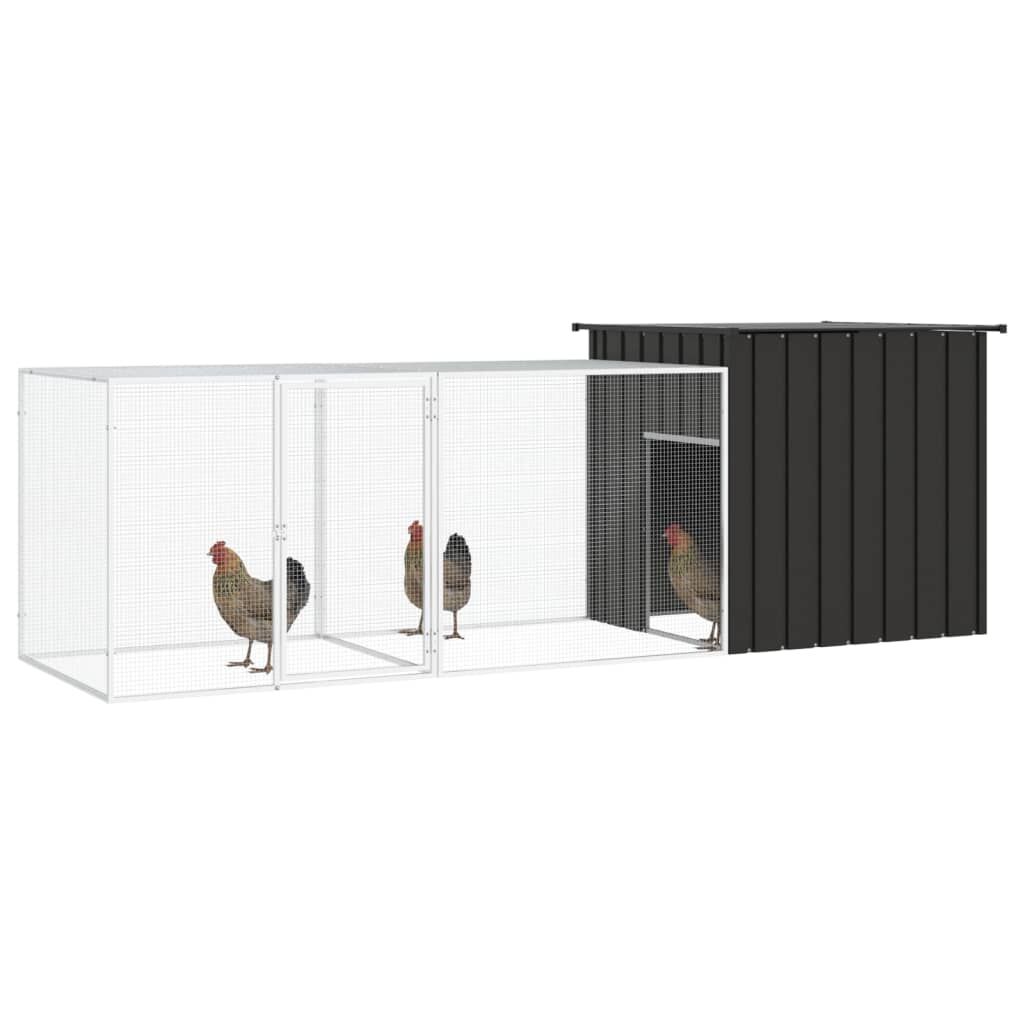 Vidaxl Jaula De Gallinas Acero Galvanizado Antracita 300x91x100 Cm_1