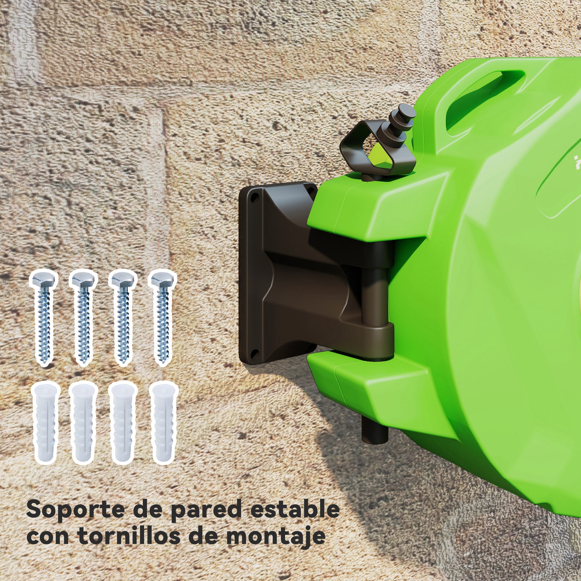Outsunny Carrete Para Manguera Mural Portamanguera 15m Roll-up Automático_5