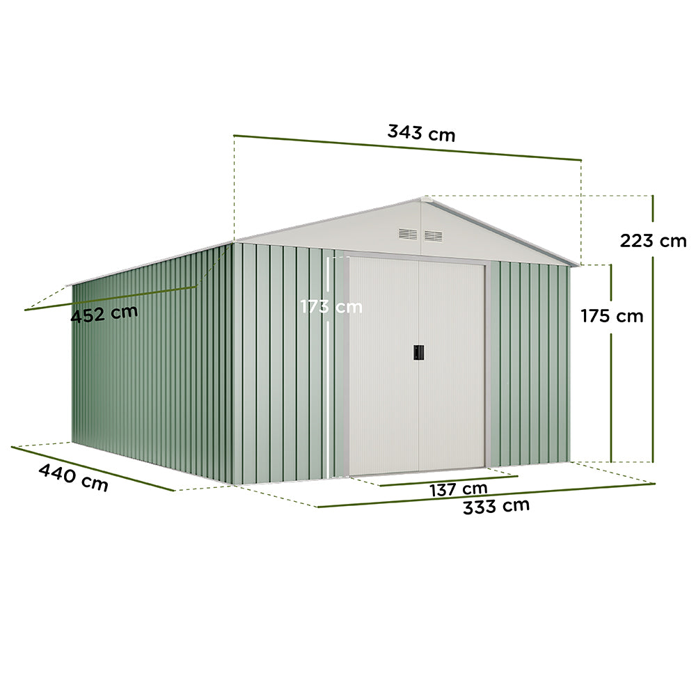 Caseta De Jardín Metálica Anjala 15,5m2- 10 Años Garantía - 452 X 343 X 223cm. Cobertizo Jardin_1