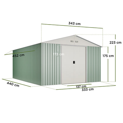 Caseta De Jardín Metálica Anjala 15,5m2- 10 Años Garantía - 452 X 343 X 223cm. Cobertizo Jardin_1